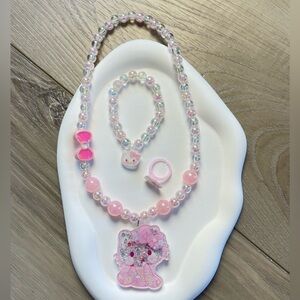 Hello Kitty design kiddo’s jewelry Set—light pink